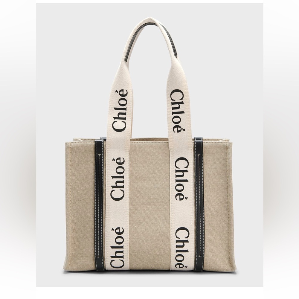 Chloe Beige Canvas Tote with Black Accents